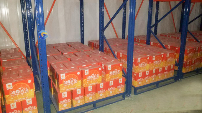 國德貨架為昆明某水果批發廠家設計定制貫通貨架